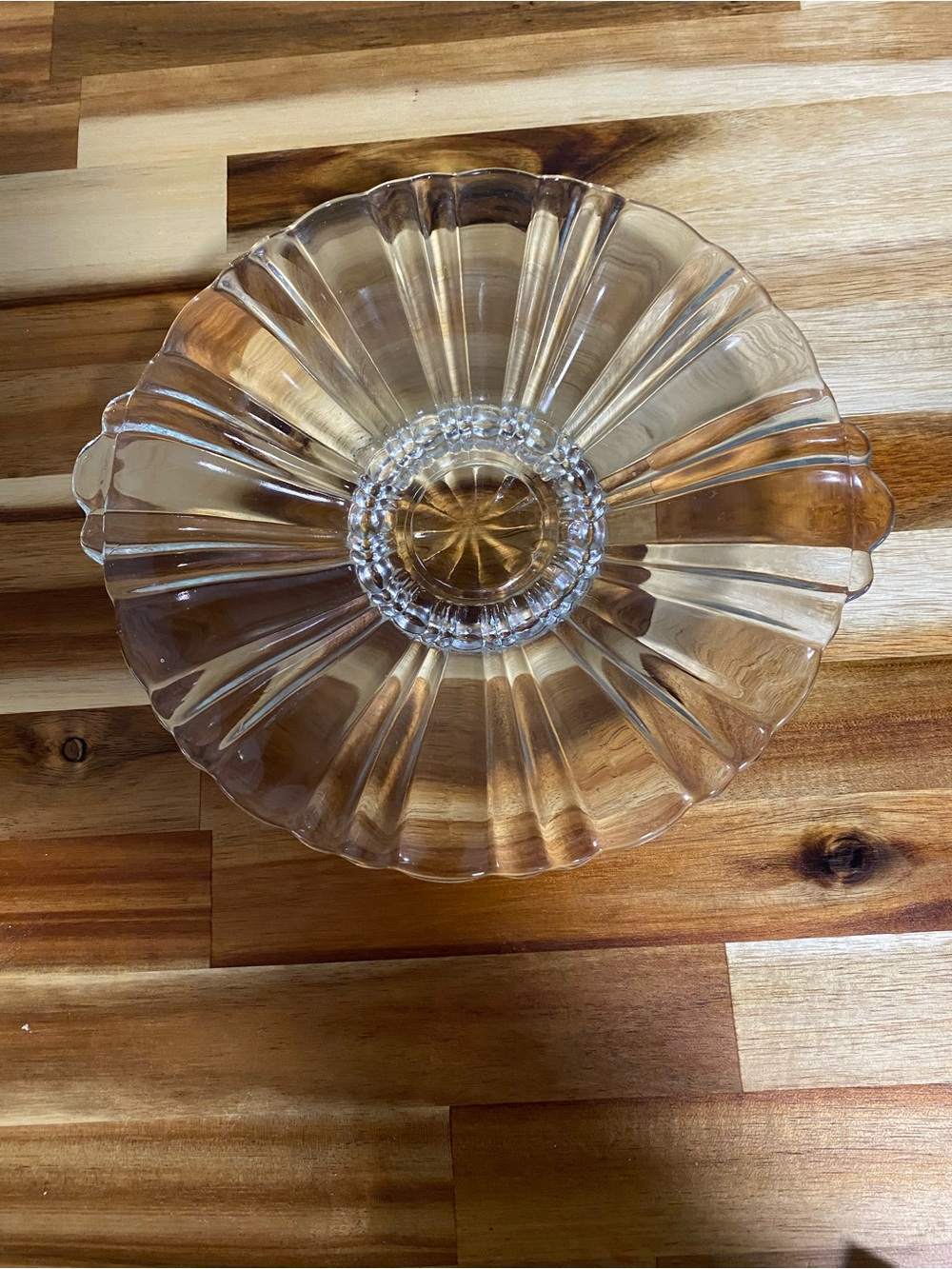 Vintage Anchor Hocking Old Cafe Depression Glass 9” Shallow Bowl with Handles